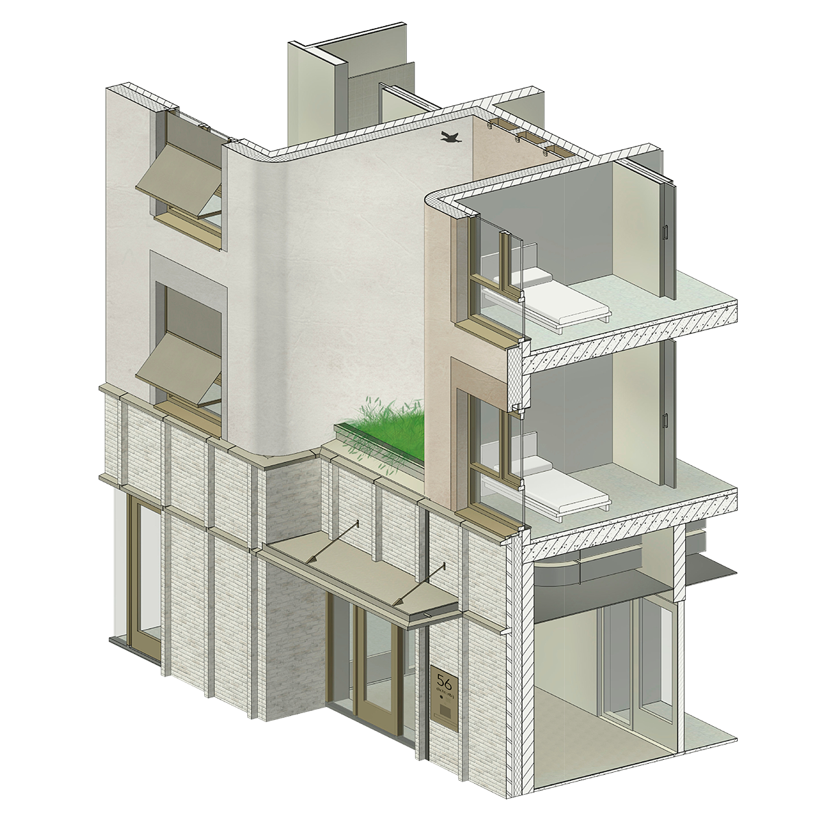 Isometrie gebouwstructuur Mikado Horst